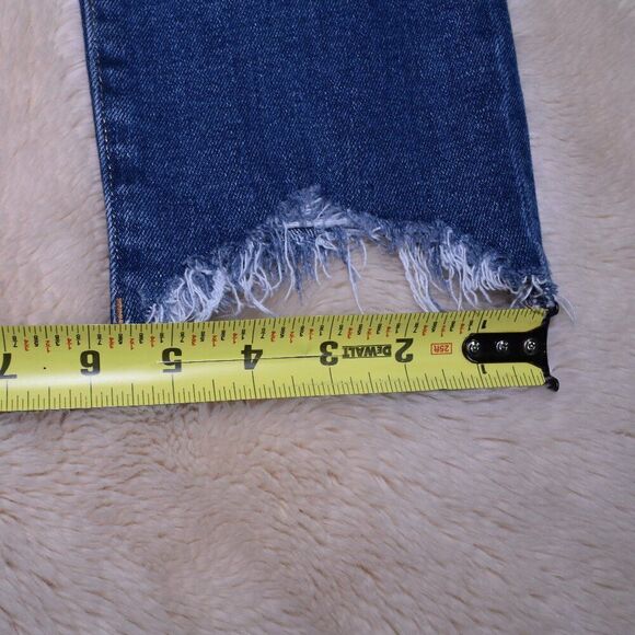 Good American High Rise Cropped Straight Jeans Size 26 Frayed Hem - Picture 10 of 13